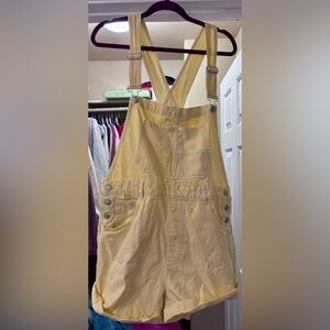 NWT Free People Butter Yellow Denim Short Overalls